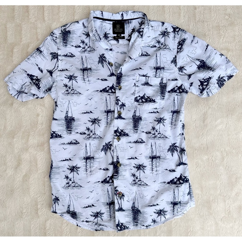 BOBOIS Collection Hawaiian Men’s Casual Short Sleeve Button Down Shirt